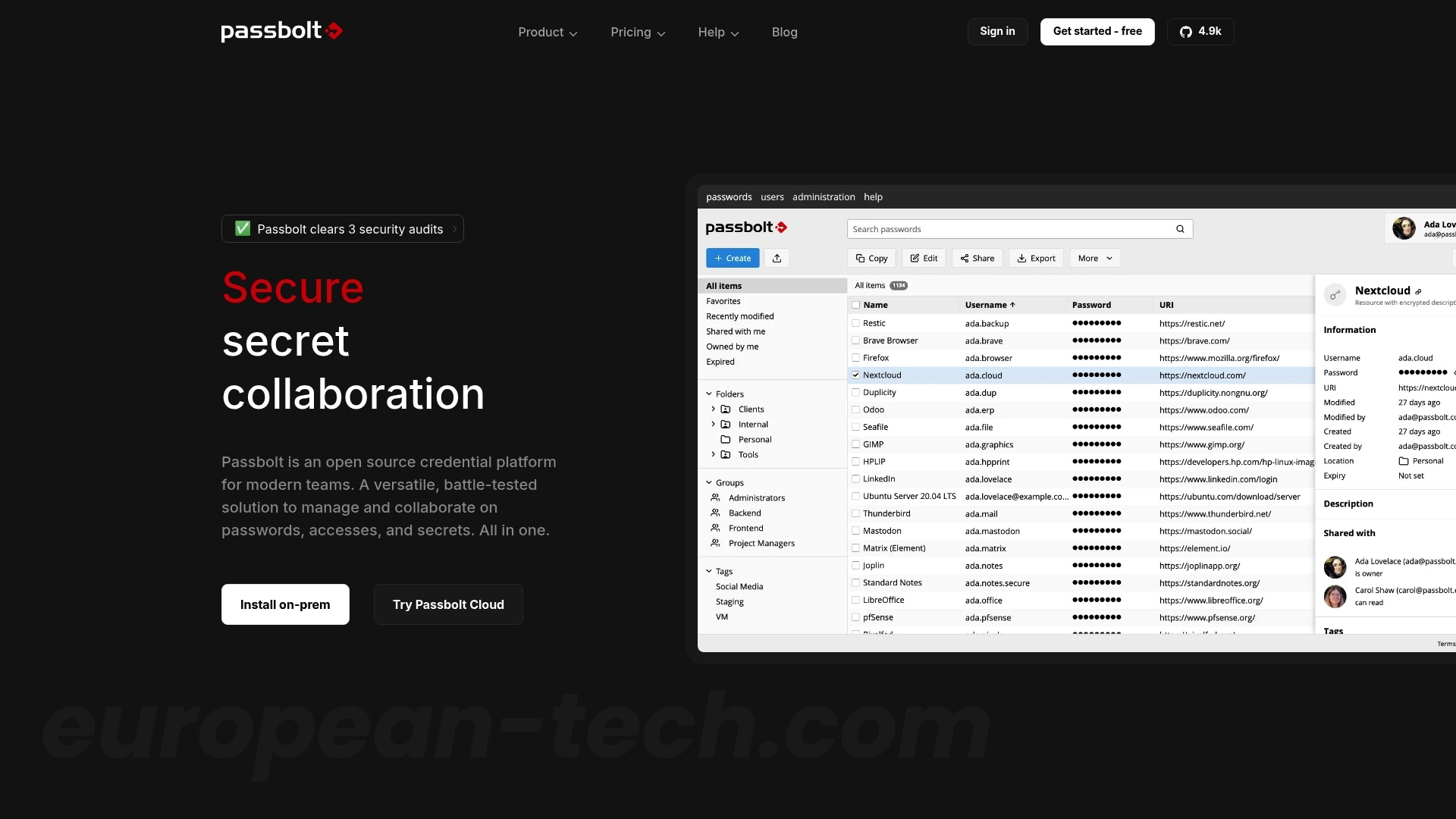 Passbolt - European alternative from Luxembourg