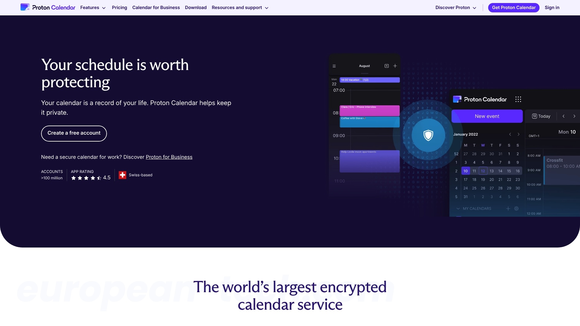 Proton Calendar - European alternative from Switzerland
