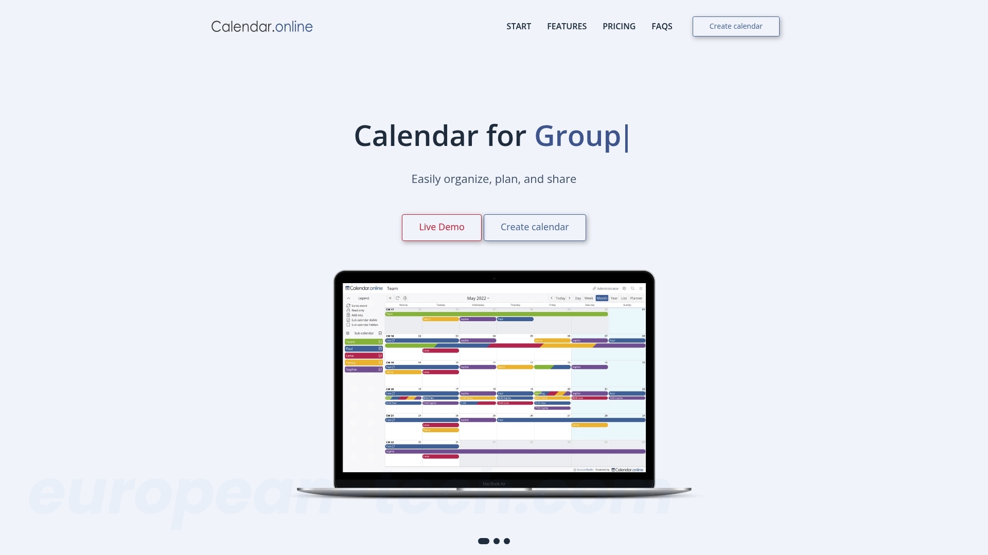 Screenshot of Calendar.online
