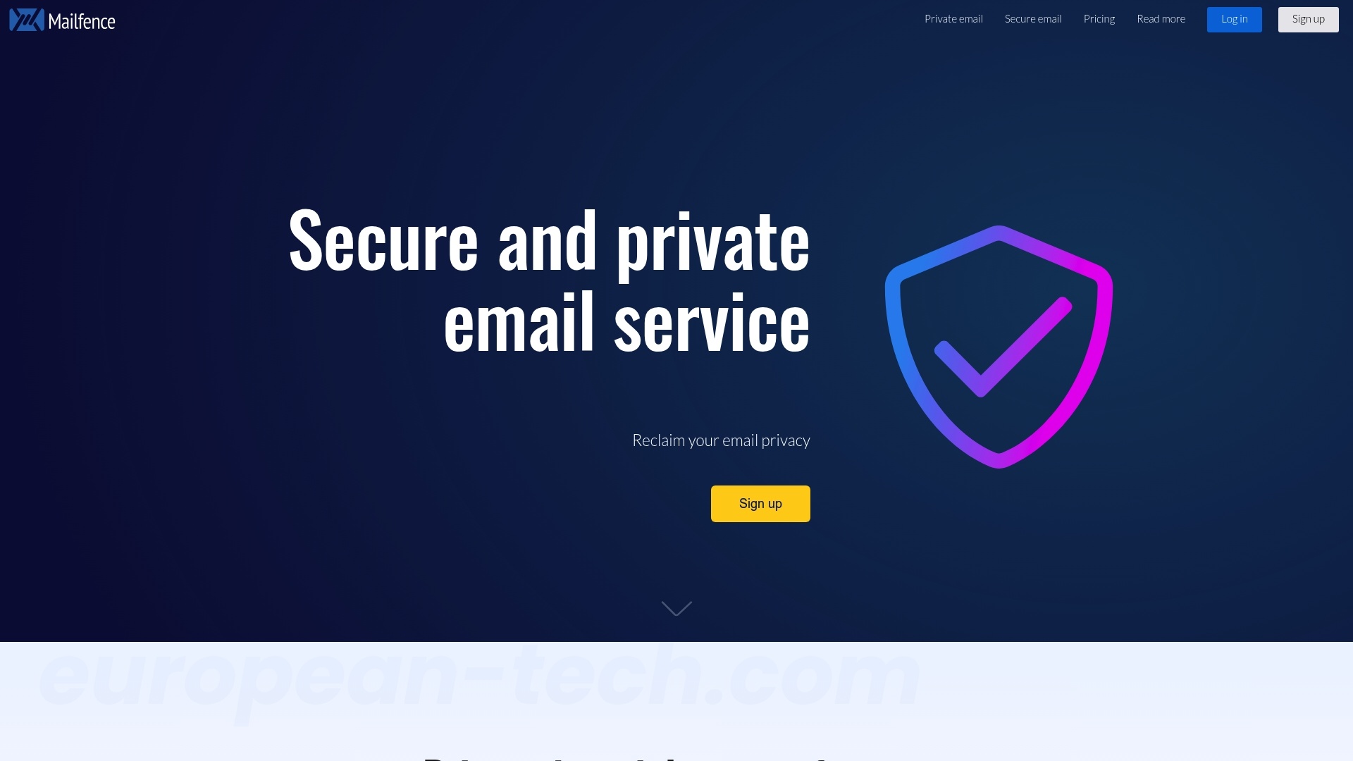 Screenshot of Mailfence