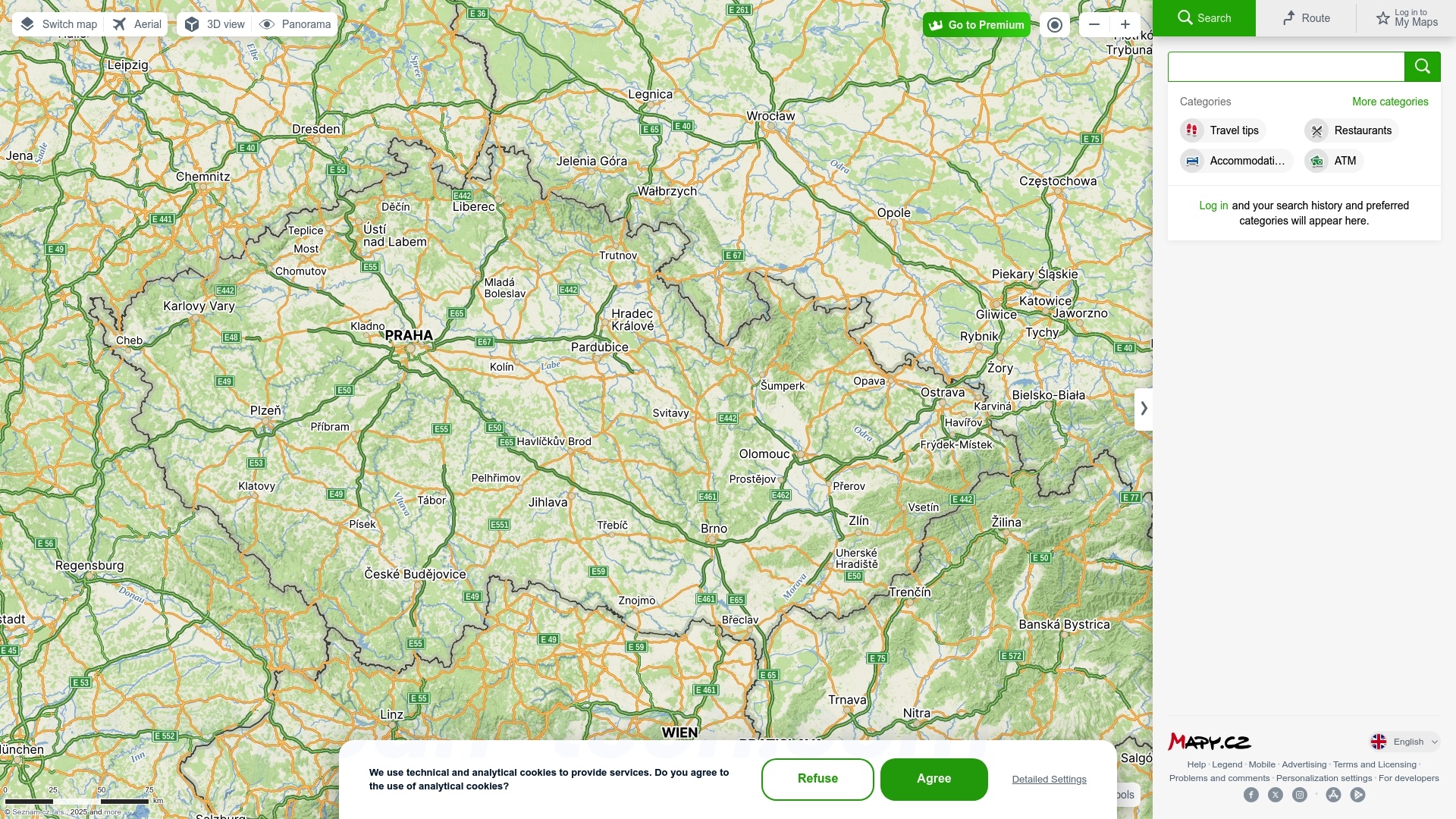 Screenshot of Mapy.cz