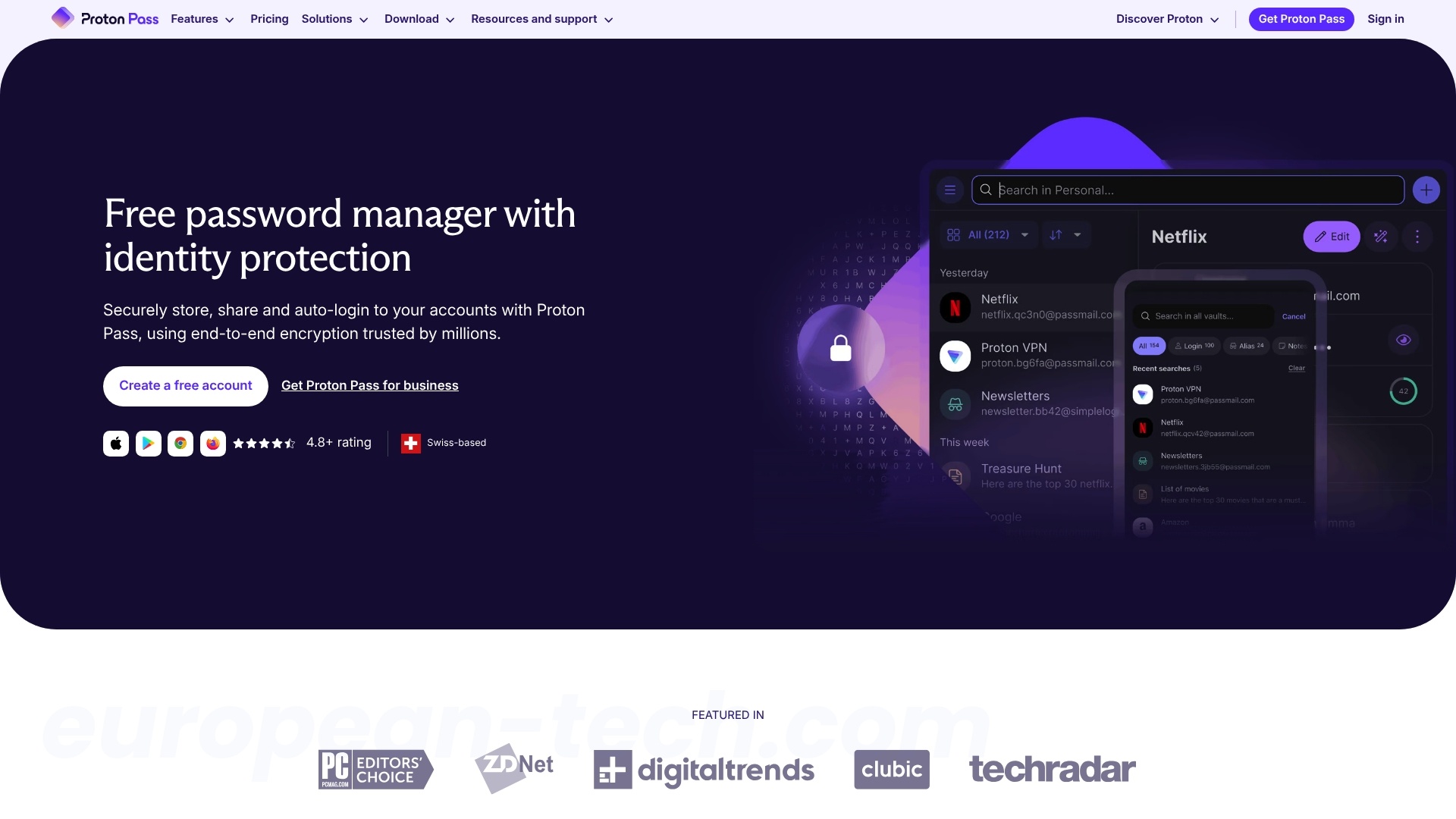 Proton Pass - European service from Switzerland